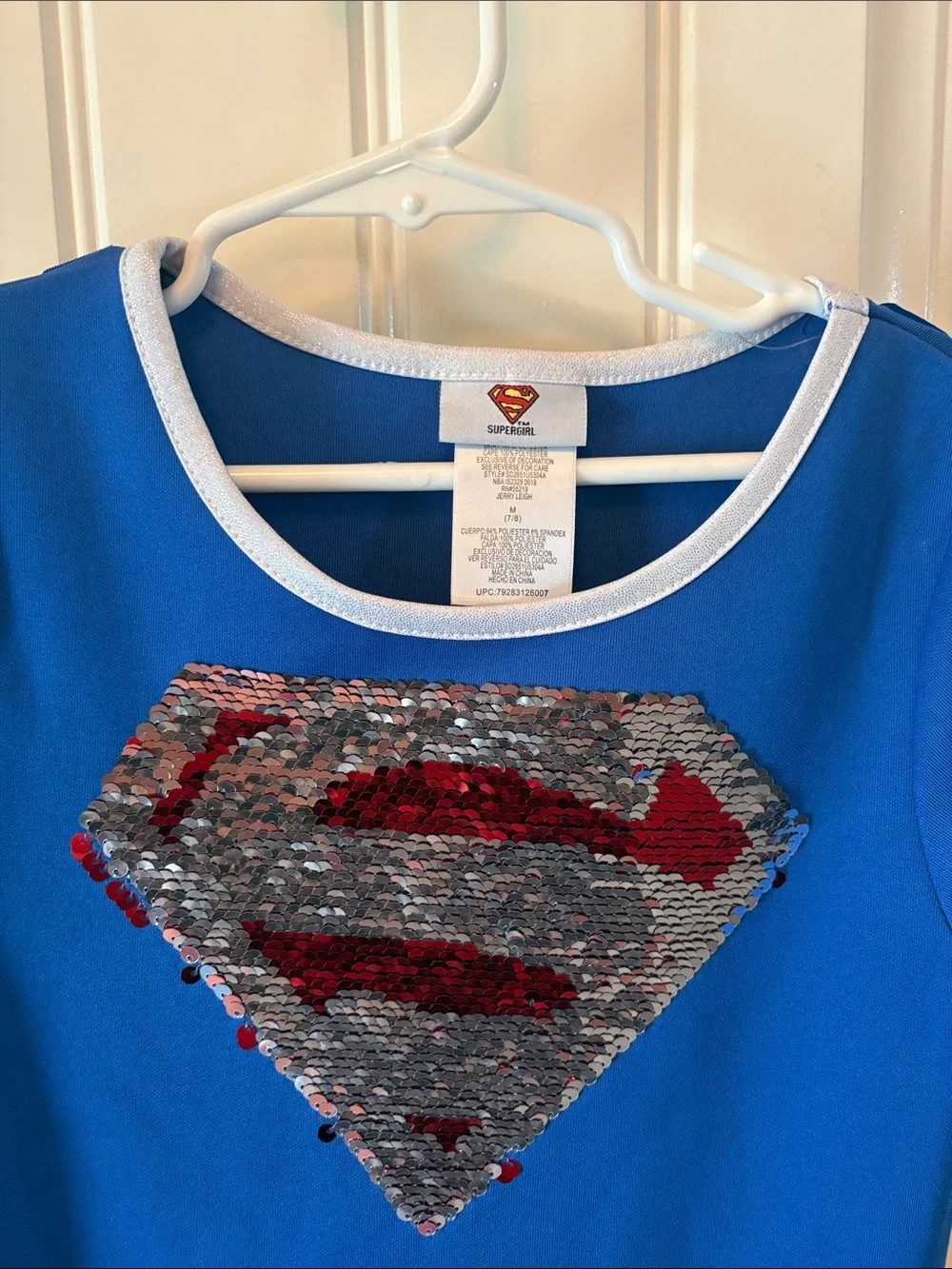 Girls' Supergirl Sequin Dress Costume - Blue & Red